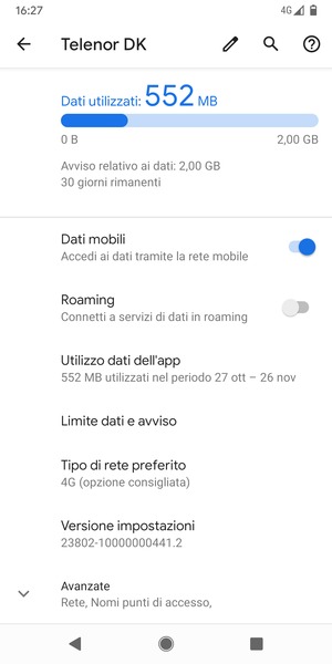 Scorri e seleziona Avanzate