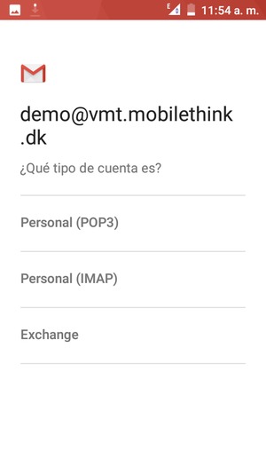 Seleccione Personal (POP3) o Personal (IMAP)
