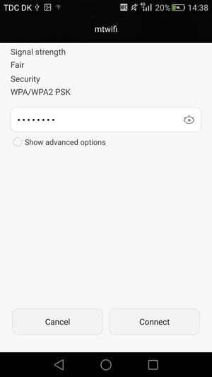 Enter the Wi-Fi password and select Connect