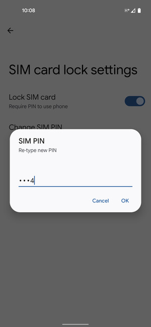 Confirm your new SIM PIN and select OK