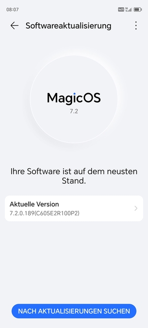 Falls Ihr Handy aktualisiert ist, wird Ihnen der folgende Bildschirm angezeigt