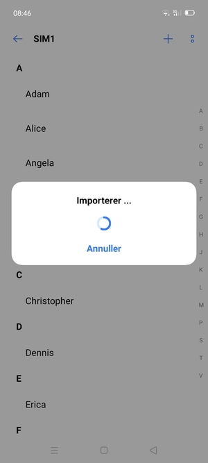 Dine kontakter vil blive gemt på din Google konto og gemt på din telefon næste gang Google synkroniseres.