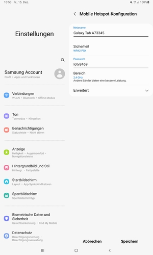 Geben Sie ein Passwort mit mindestens 8 Zeichen ein und wählen Sie Speichen