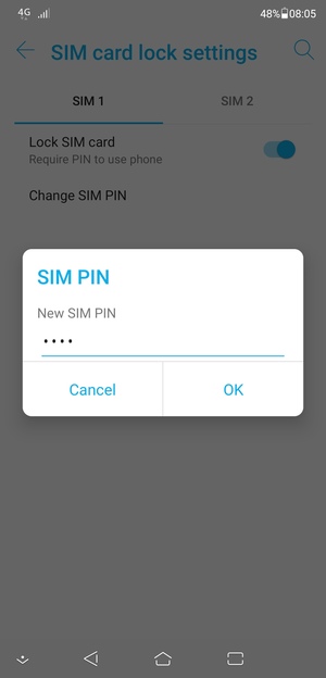 Enter your New SIM PIN and select OK