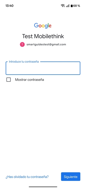 Introduzca su contraseña y seleccione Siguiente