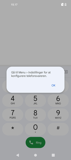Hvis din telefonsvarer ikke er sat op, vælg OK