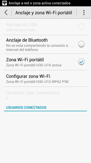 El teléfono ha sido configurado para su uso como módem