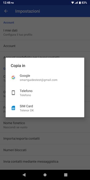 Seleziona il tuo account Google