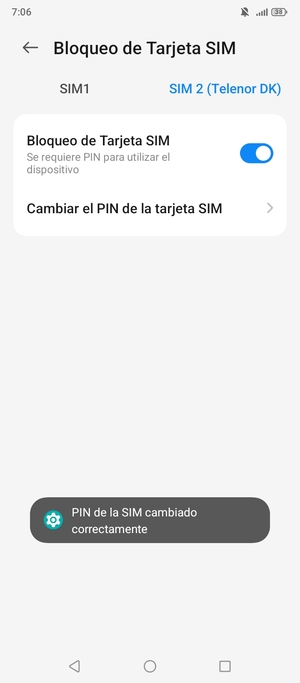 Su PIN de la tarjeta SIM ha sido cambiado