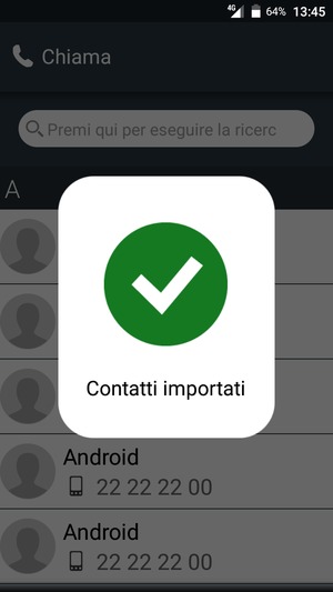 I tuoi contatti sono stati aggiunti al tuo Telefono