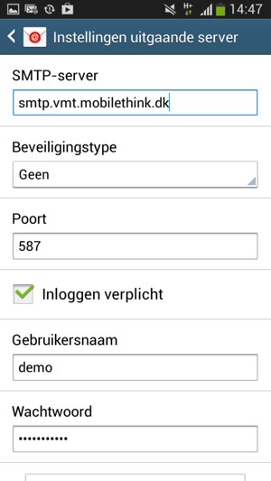 Voer Uitgaand serveradres in