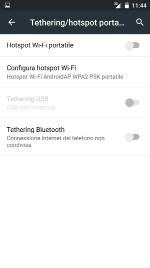 Seleziona Configura hotspot Wi-Fi