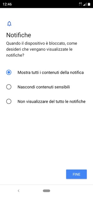 Seleziona la tua opzione preferita e poi FINE