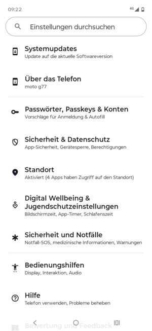 Scrollen Sie und wählen Sie Standort