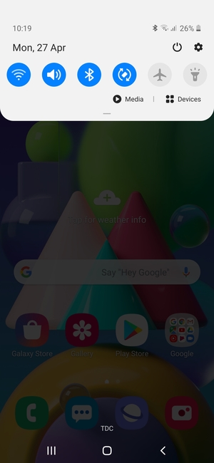 Slide down the top menu again