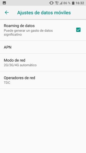 Activar o desactivar Roaming de datos