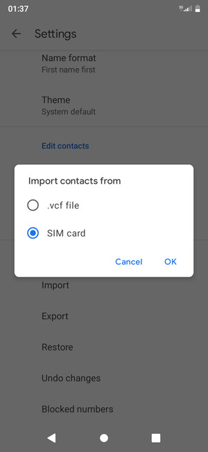Select SIM card and OK