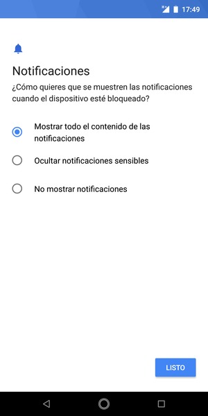Seleccione la opción deseada y seleccione LISTO