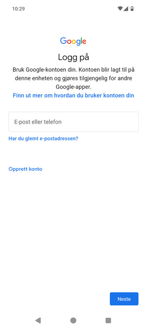 Skriv inn din Gmail-adresse og velg Neste