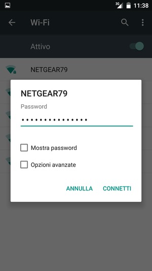 Inserisci la password del Wi-Fi e seleziona CONNETTI