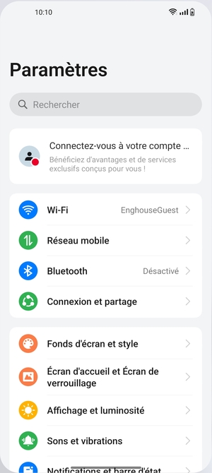 Sélectionnez Réseau mobile
