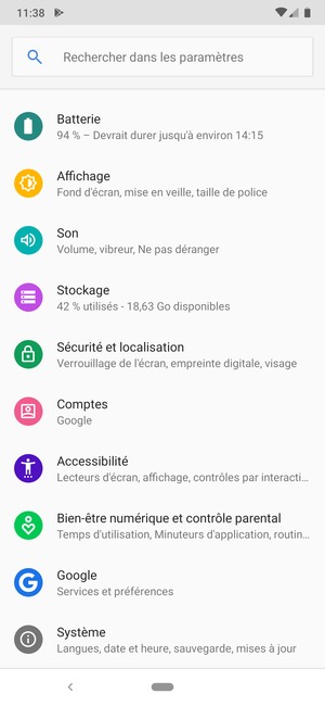 Faites défiler et sélectionnez Systéme