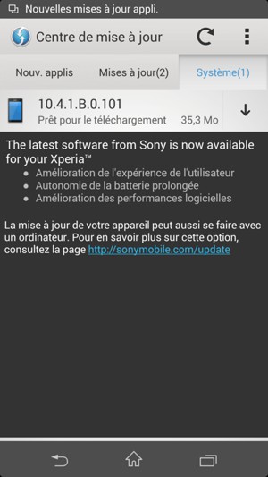 Si votre téléphone n'est pas à jour, sélectionnez Télécharger
