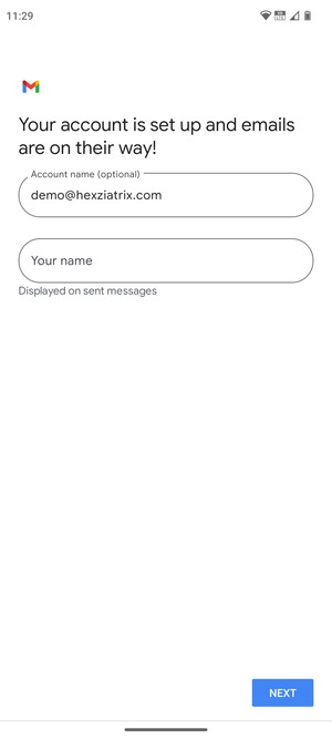 Give your account a name and enter your name. Select NEXT