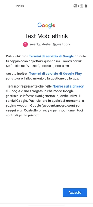 Seleziona Accetto
