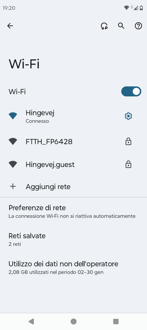 Ora sei connesso alla rete Wi-Fi