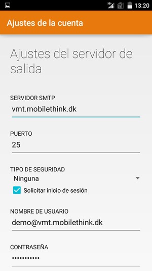 Introduzca la dirección de servidor saliente