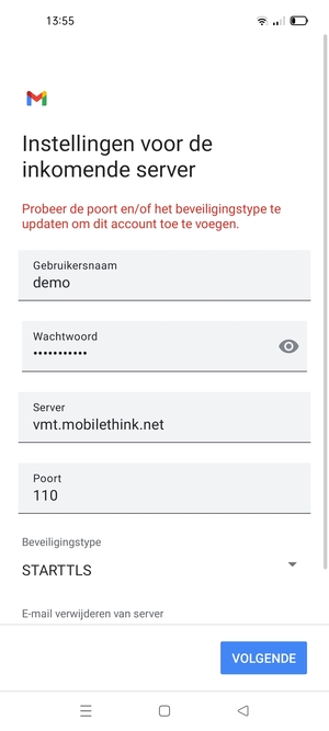Selecteer Beveiligingstype