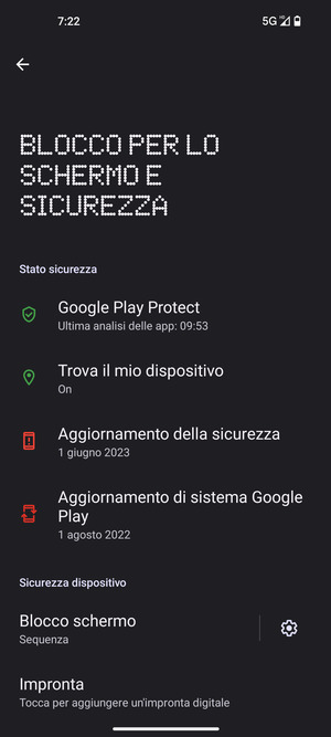 Il tuo telefono è ora protetto dal blocco schermo
