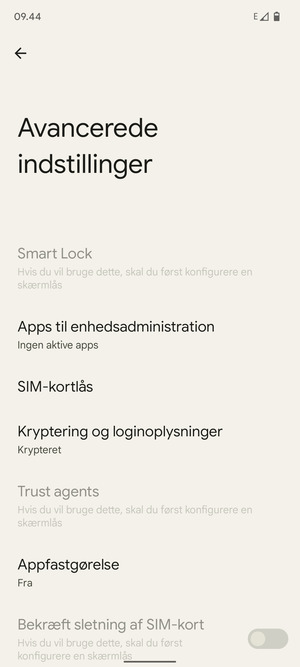 Vælg SIM-kortlås