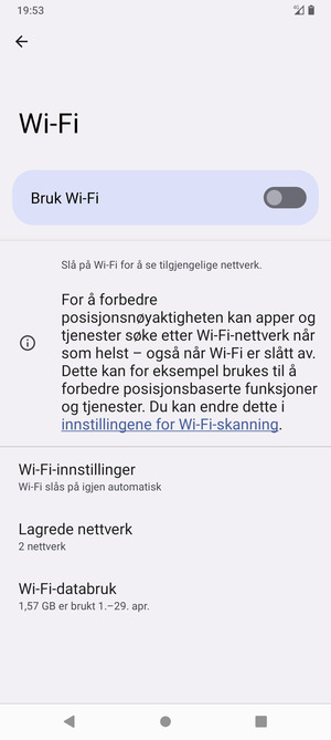 Slå på Bruk Wi-Fi