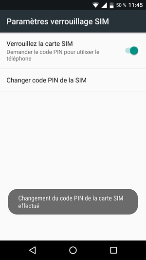 Votre code PIN de la carte SIM a été modifié