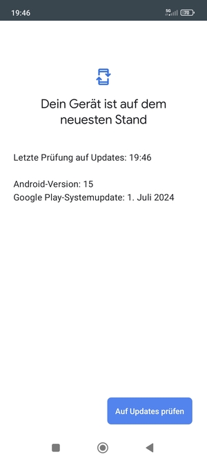 Falls Ihr Handy aktualisiert ist, wird Ihnen der folgende Bildschirm angezeigt