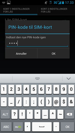 Bekræft din nye PIN-kode og vælg OK