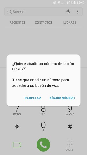 Si el correo de voz no está configurado, seleccione AÑADIR NÚMERO