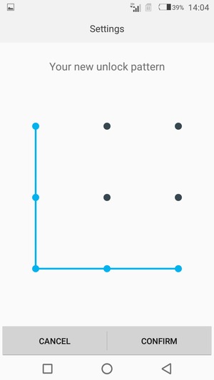 Draw the unlock pattern again and select CONFIRM