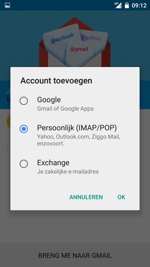 Selecteer Persoonlijk (IMAP/POP) en OK