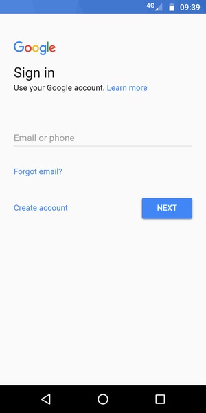 Enter your Gmail address and select NEXT