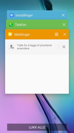 Velg LUKK ALLE
