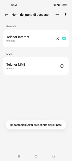 Seleziona Nuovo APN