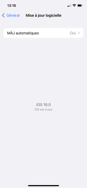Si votre iPhone est à jour, vous verrez l'écran suivant.