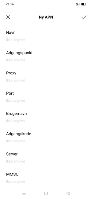 Indtast internet-oplysninger