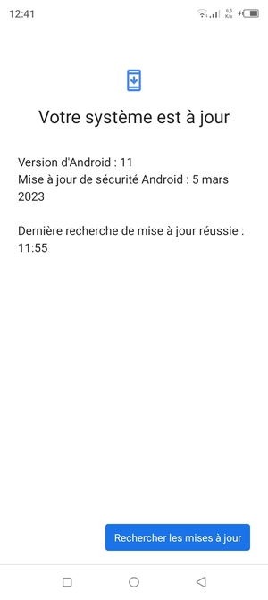 Si votre téléphone est à jour, vous verrez l'écran suivant
