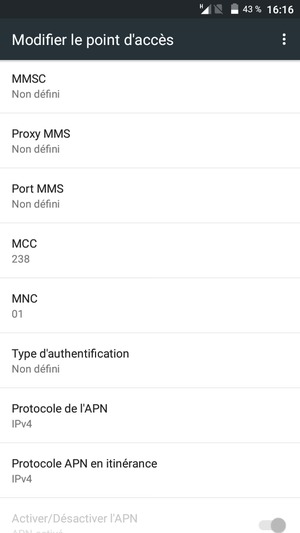 Faites défiler vers le bas et saisissez les informations MMS