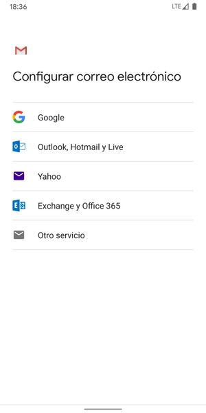 Seleccione Outlook, Hotmail y Live