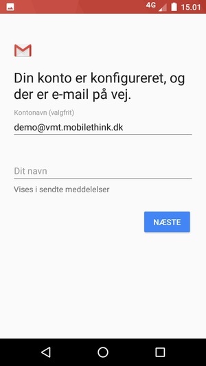 Giv din konto et navn og indtast dit navn. Vælg NÆSTE